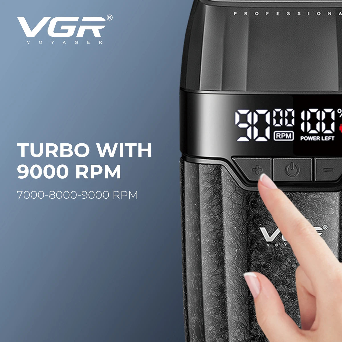 VGR V-640 S3 Professional Hair Clipper – 9000 RPM, Type-C, 160 Min Runtime | Black/Red/Green