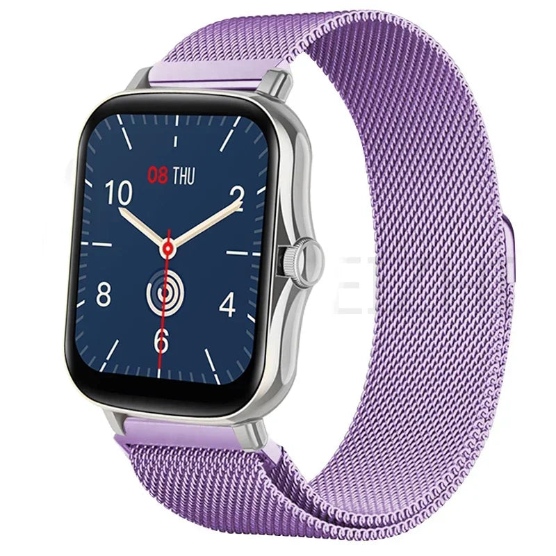 Steel magnetic watch strap for Amazfit GTS and GTR, 20mm and 22mm bracelet, metal band with magnetic clasp for comfortable wear.
