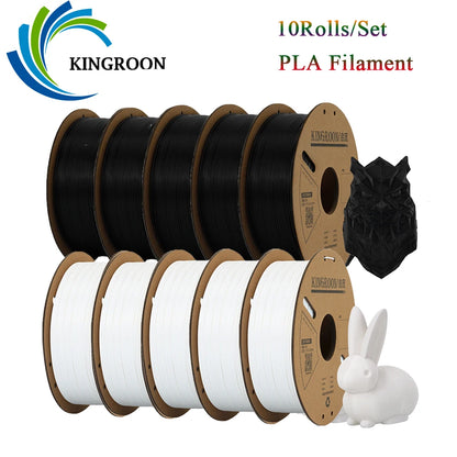 KINGROON PLA Filament 1.75mm – 5 or 10 Rolls, Mixed Colors, No Bubble