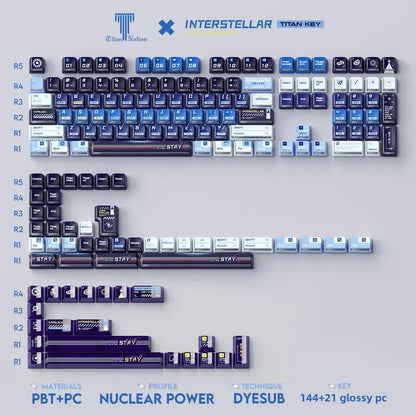 Titan Nation Interstellar Crossing Keycaps Original Height PBT Material PC Transparent Thermally Sublimated HighQuality 144 Keys