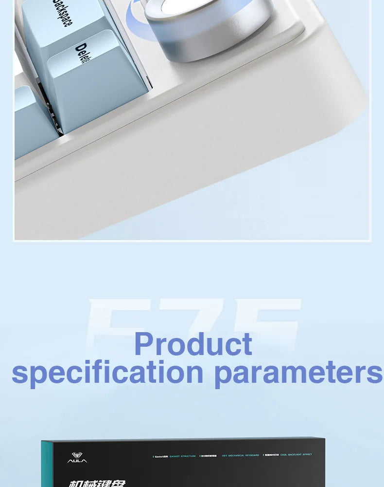 AULA F75 Mechanical Keyboard – 75% Layout, Tri-Mode (2.4G/BT/USB), RGB, Hot-Swap, PBT Keycaps
