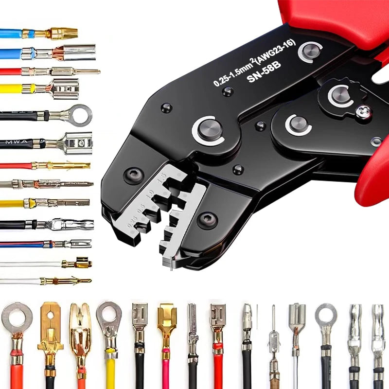 Ratcheting Crimping Tool Set SN-58B – For Dupont, JST, MOLEX & Open Barrel Terminals