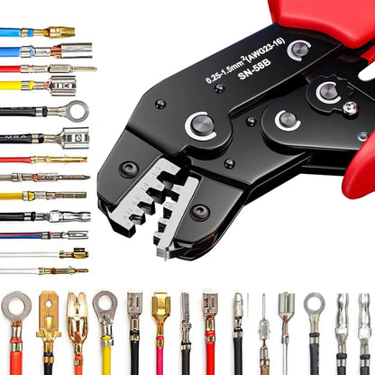 Ratcheting Crimping Tool Set SN-58B – For Dupont, JST, MOLEX & Open Barrel Terminals