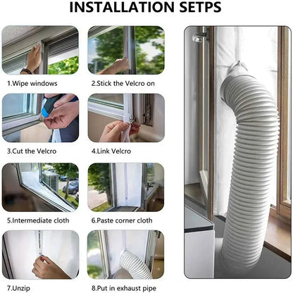 AirLock Window Seal for Portable Air Conditioner – 3m/4m Flexible Cloth Sealing Plate with Zip
