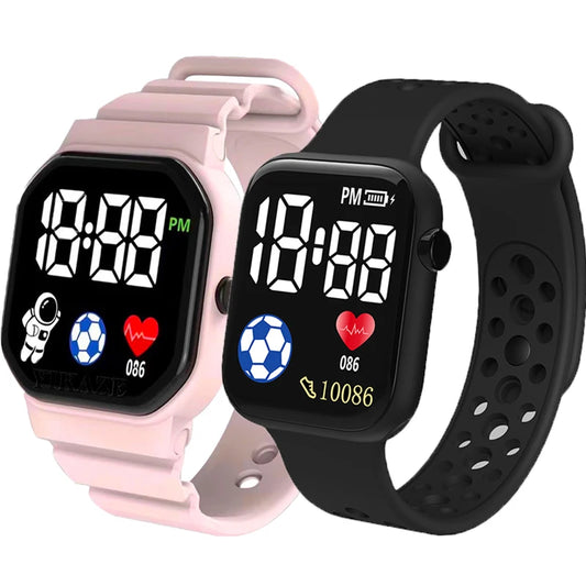 Kids LED digital sports watch with football design, silicone strap, suitable for boys and girls by R.E.D. Shopping