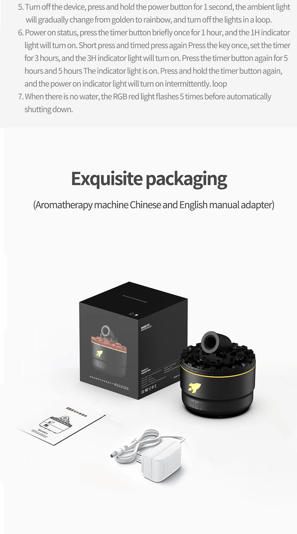 Volcanic Crack Light Aroma Humidifier – Desktop Ring Spray Aromatherapy Diffuser (White & Black)