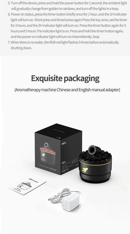 Volcanic Crack Light Aroma Humidifier – Desktop Ring Spray Aromatherapy Diffuser (White & Black)