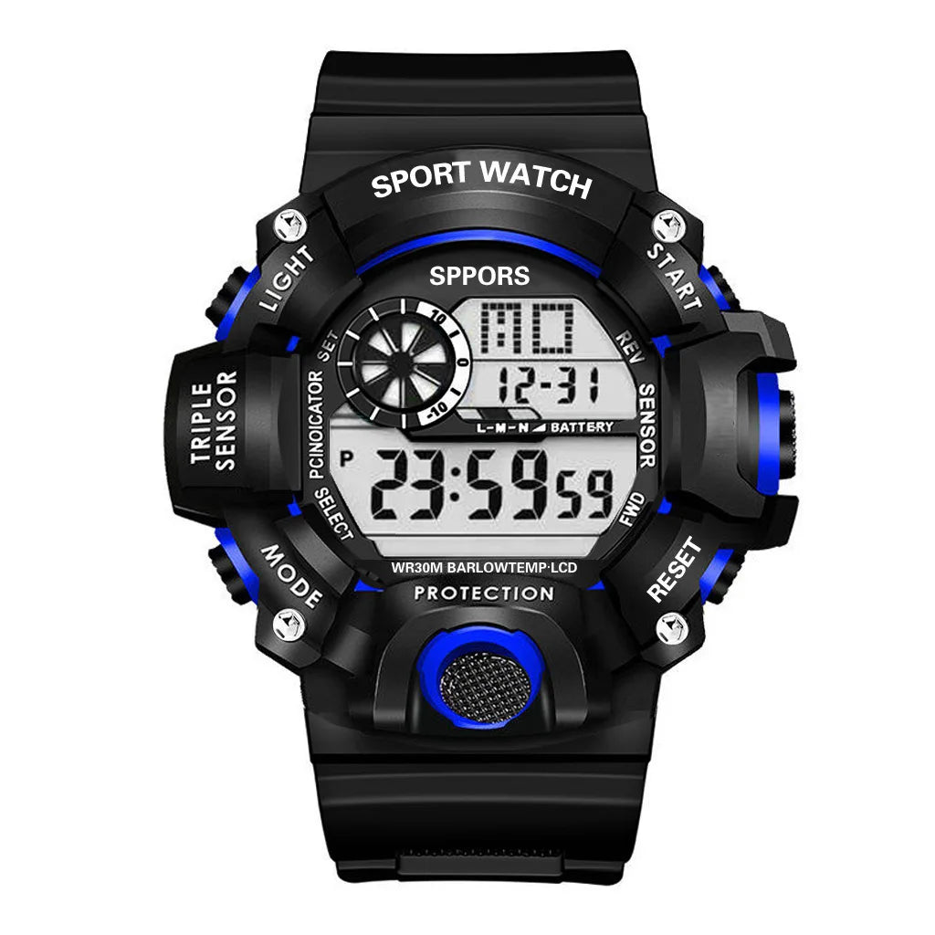 Men's R.E.D. Sports Electronic Wristwatch with large dial, waterproof design, luminous display, and alarm features.