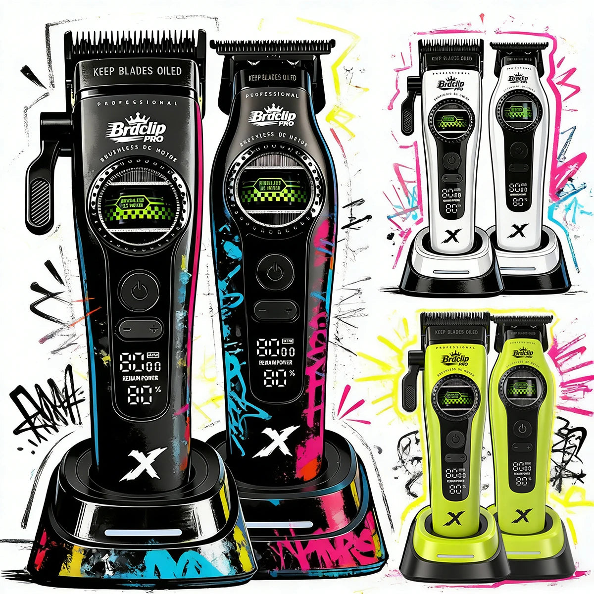 Professional Barber Hair Clipper – 5-Speed, 8000RPM, Brushless Motor, Detachable Blade