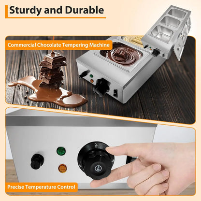 Chocolate Melting & Tempering Machine – 2/3 Tank Stainless Steel with Lid