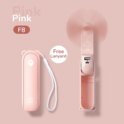 JISULIFE Portable Handheld Fan with Power Bank & Flashlight
