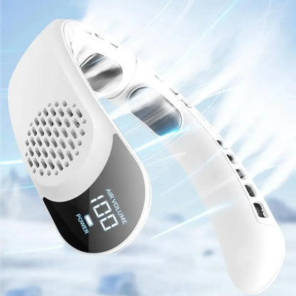 Leafless Portable Neck Fan 4000mAh — 3-Speed, Digital Display, Super Strong Wind, Fast Cooling