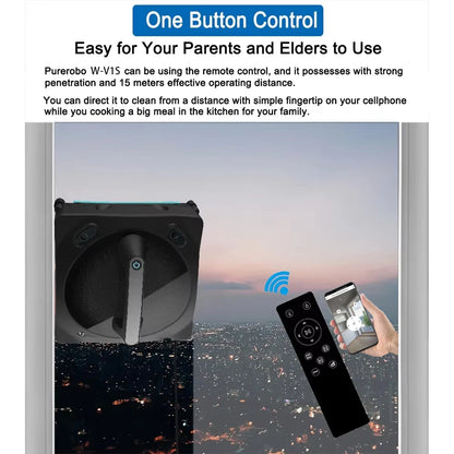 Purerobo W-V1S Robot Window Cleaner – APP Control, Auto Water Spray