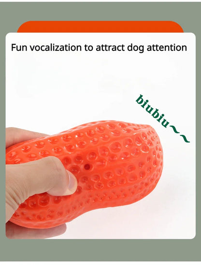 Peanut Squeaky Dog Chew Toy | TPR Teeth Cleaning Interactive Pet Toy