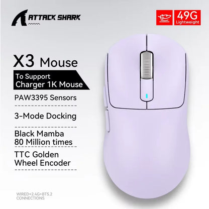 ATTACK SHARK X3 / X3 Pro Wireless Gaming Mouse – 26K DPI, 8K Hz, Tri-Mode, Ultra-Light
