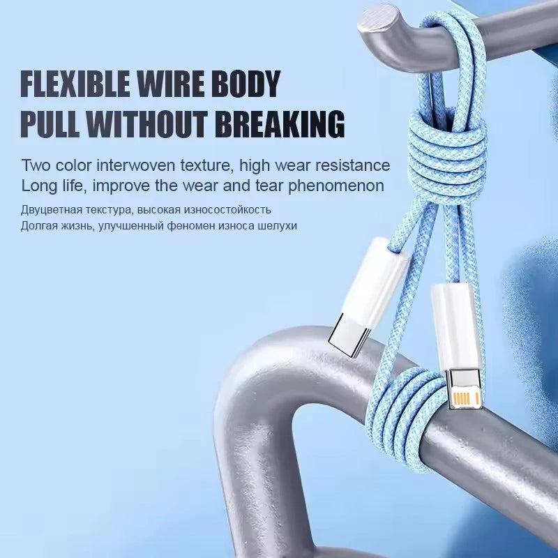 35W Braided USB-C to Lightning Fast Charge Cable for iPhone – 1m / 2m