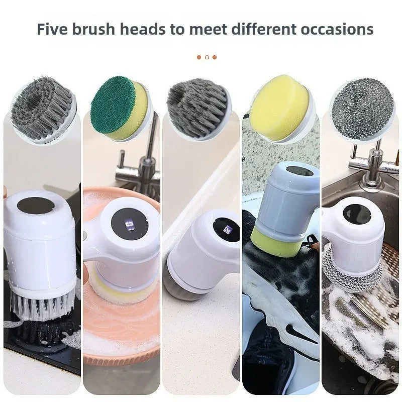 USB Rechargeable Electric Spin Scrubber – Multi-Surface Power Cleaning Brush for Kitchen & Bathroom