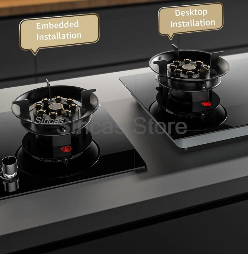 Sincas Two-Burner Gas Stove | 4.2–8.5KW | LPG & Natural Gas | Ceramic Glass | Desktop