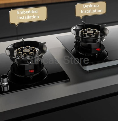 Sincas Two-Burner Gas Stove | 4.2–8.5KW | LPG & Natural Gas | Ceramic Glass | Desktop
