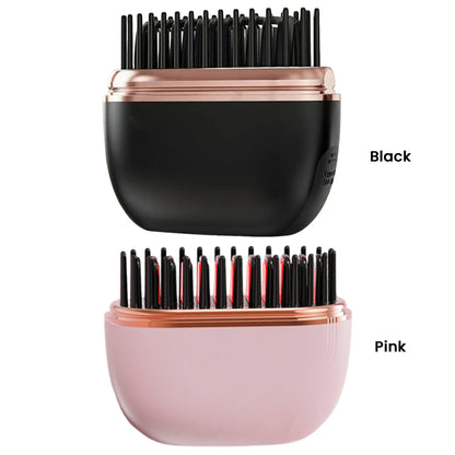 Wireless Hair Straightener Brush – USB Rechargeable, 30s Fast Heat, 3 Temps, Mini Travel Styler