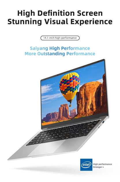 14.1" Ultra Slim Laptop – Intel Atom A3950, Up to 12GB RAM, Up to 2TB SSD, Win 11