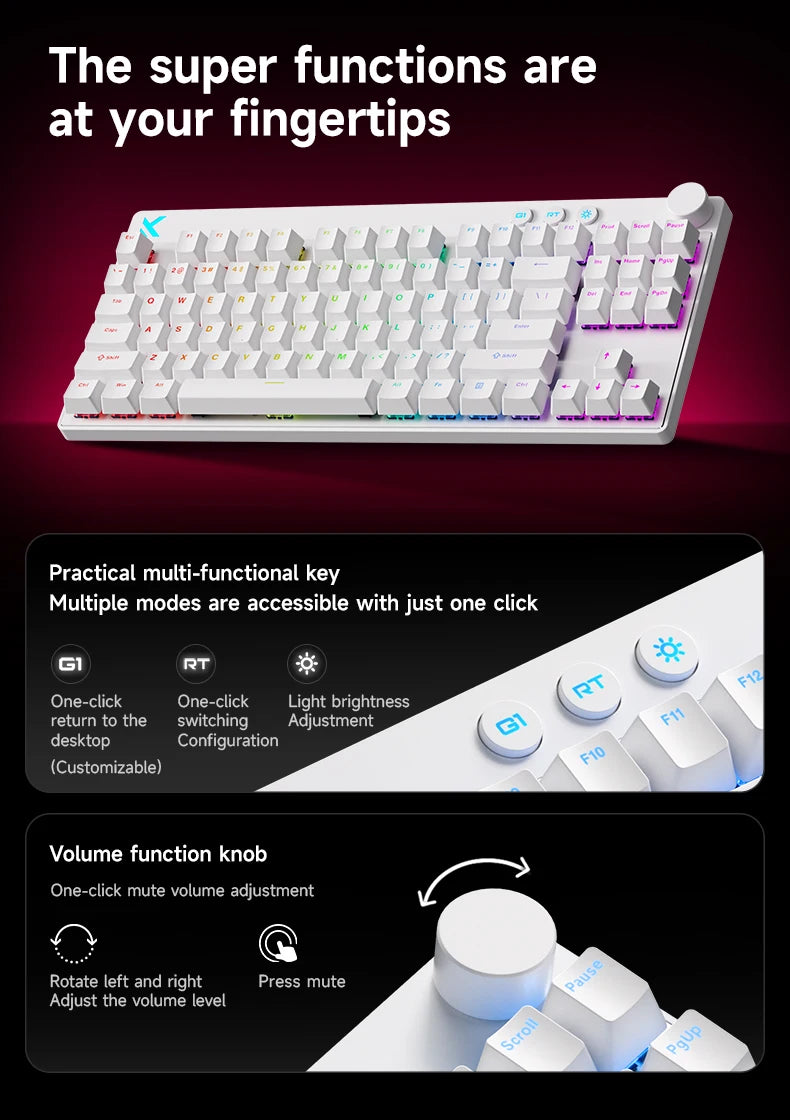 MCHOSE MIX87 Magnetic Axis Gaming Keyboard | 87 Keys | 8K Hz | 0.08ms | RGB | Hot-Swap | Wired