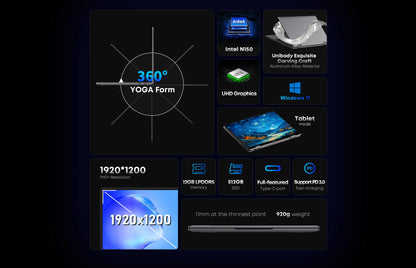 CHUWI MiniBook X 2-in-1 Laptop Tablet – 10.51" FHD Touch, Intel N150/N100, 12/16GB LPDDR5, 512GB SSD, Win 11