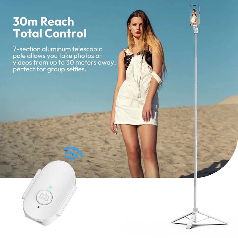 Ulanzi TT88 1.44M Overhead Selfie Stick Tripod – Magnetic Clamp, Wireless Remote, for Vlog & Live