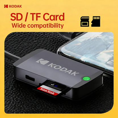 KODAK USB-C Hub – USB 3.0, SD & MicroSD Card Reader for Phone, Tablet, MacBook & Laptop
