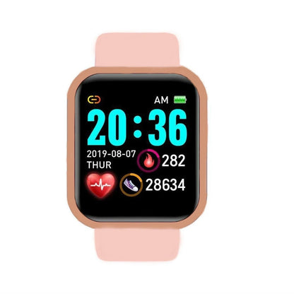 R.E.D. Sports Smartwatch for women and men with fitness tracker, music control, sleep monitor, and digital alarm clock display.
