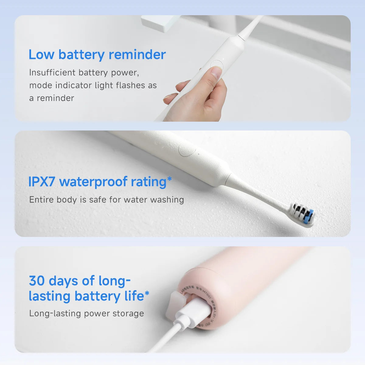 DOCOLAB MT001 Sonic Electric Toothbrush – 3-Speed Rechargeable Whitening Brush