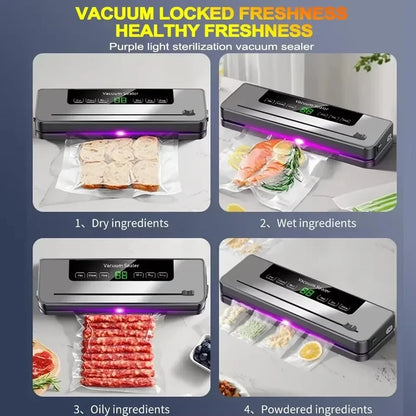 Food Vacuum Sealer Machine | Dry & Wet | UV Sterilization | Built-in Cutter | Kitchen Food Storage
