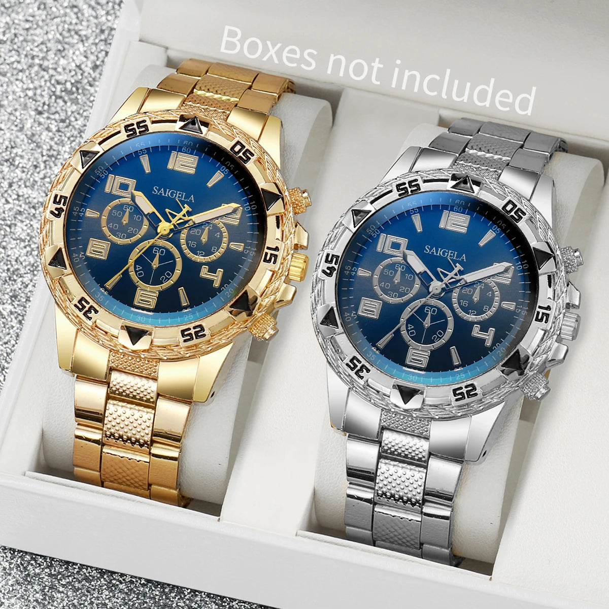 Men's 2-Piece Business Watch Set - Arabic Dial Steel Band Quartz Watch Gift Set