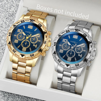 Men's 2-Piece Business Watch Set - Arabic Dial Steel Band Quartz Watch Gift Set