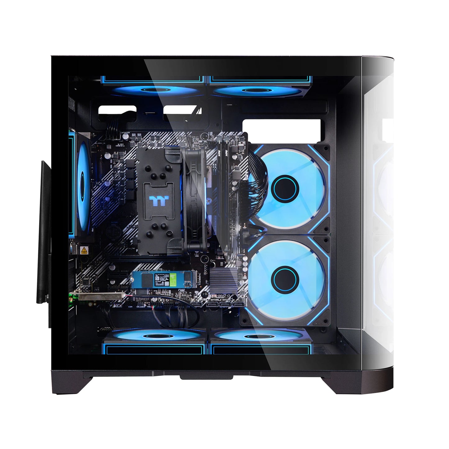 R.E.D. Shopping YEAH MAGIC gaming desktop PC with AMD Ryzen 5, 16GB RAM, 1TB NVMe SSD, ARGB lighting, Windows 11.