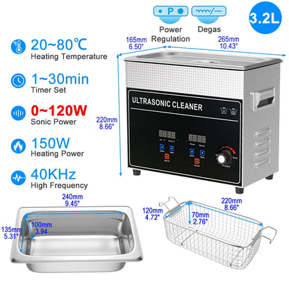 CHAOJIE UP Ultrasonic Cleaning Machine | 22L / 30L | 480–840W | CE RoHS | EU Plug