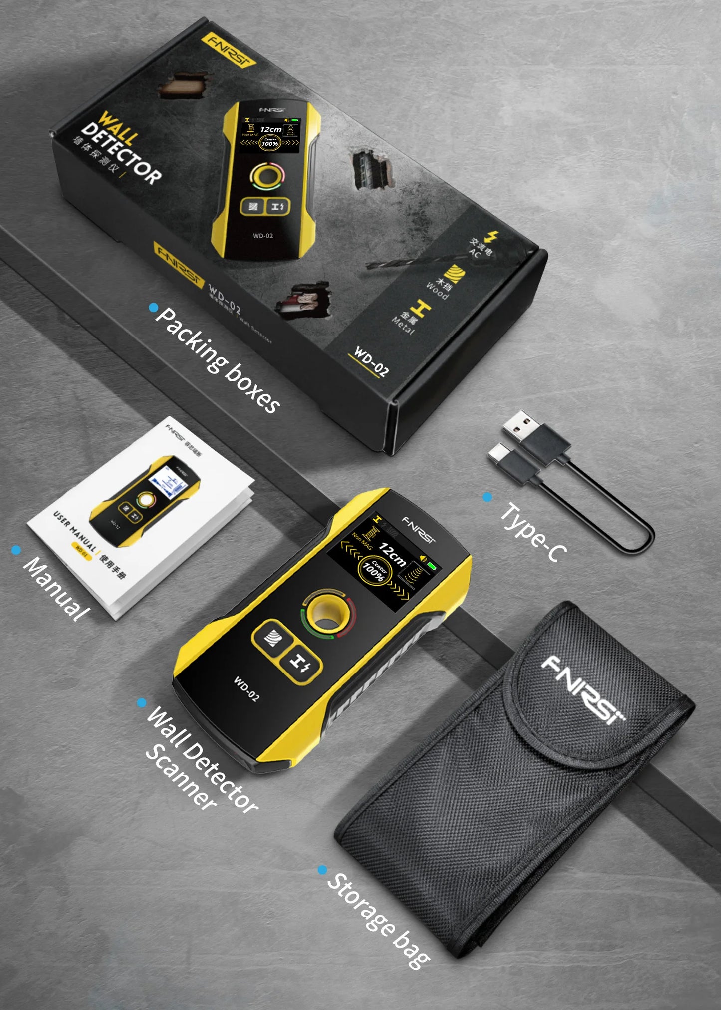 FNIRSI Wall Scanner – Metal Detector for AC Cables, Wires & Wood Studs