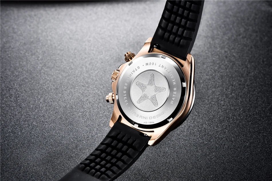 PAGANI DESIGN Men's Luxury Chronograph Watch – 100M Waterproof, Quartz Sport Wristwatch, Gift