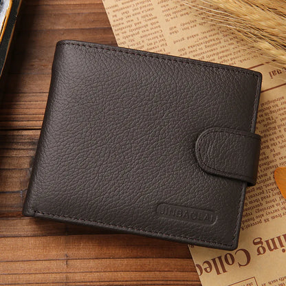 Genuine Cowhide Leather Men's Wallet – Short Bifold