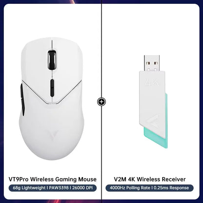 Rapoo VT9PRO Wireless Gaming Mouse – 68g Ultra-Light, PAW3395 26000DPI, 8K Polling, 8 Buttons