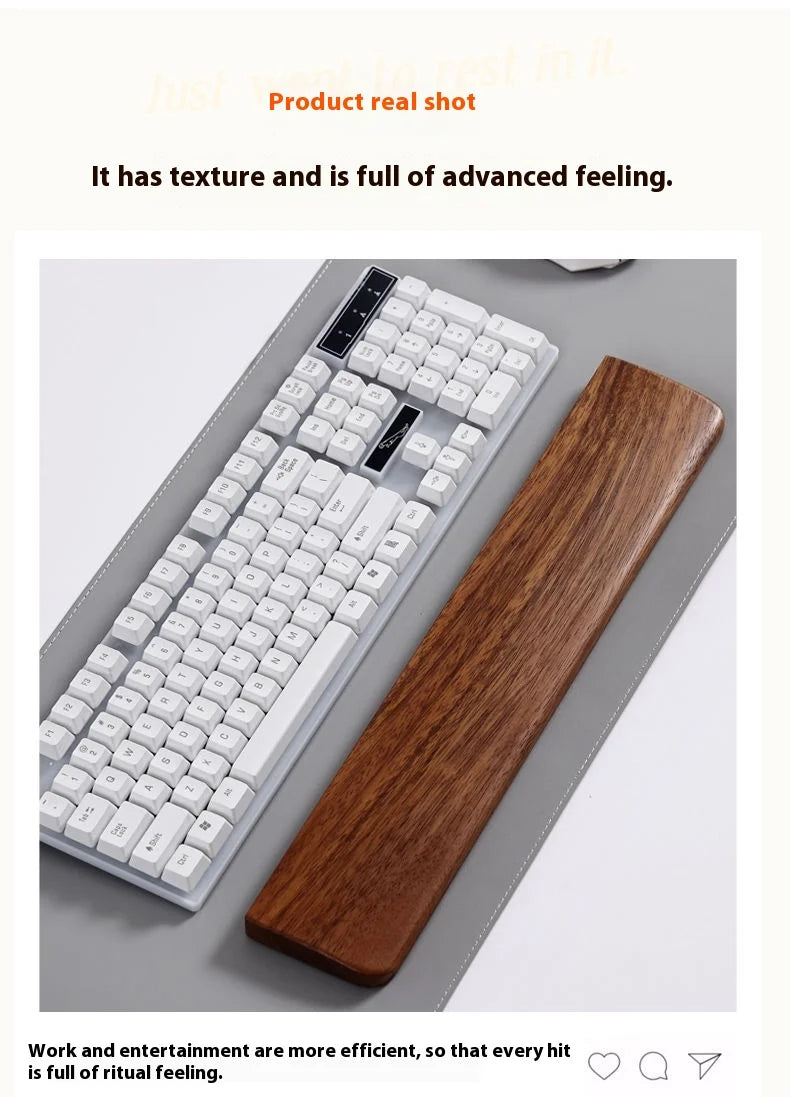 Walnut Wood Keyboard Wrist Rest – Ergonomic Palm Pad for 60/68/87/98/104/108 Key Mechanical Keyboards