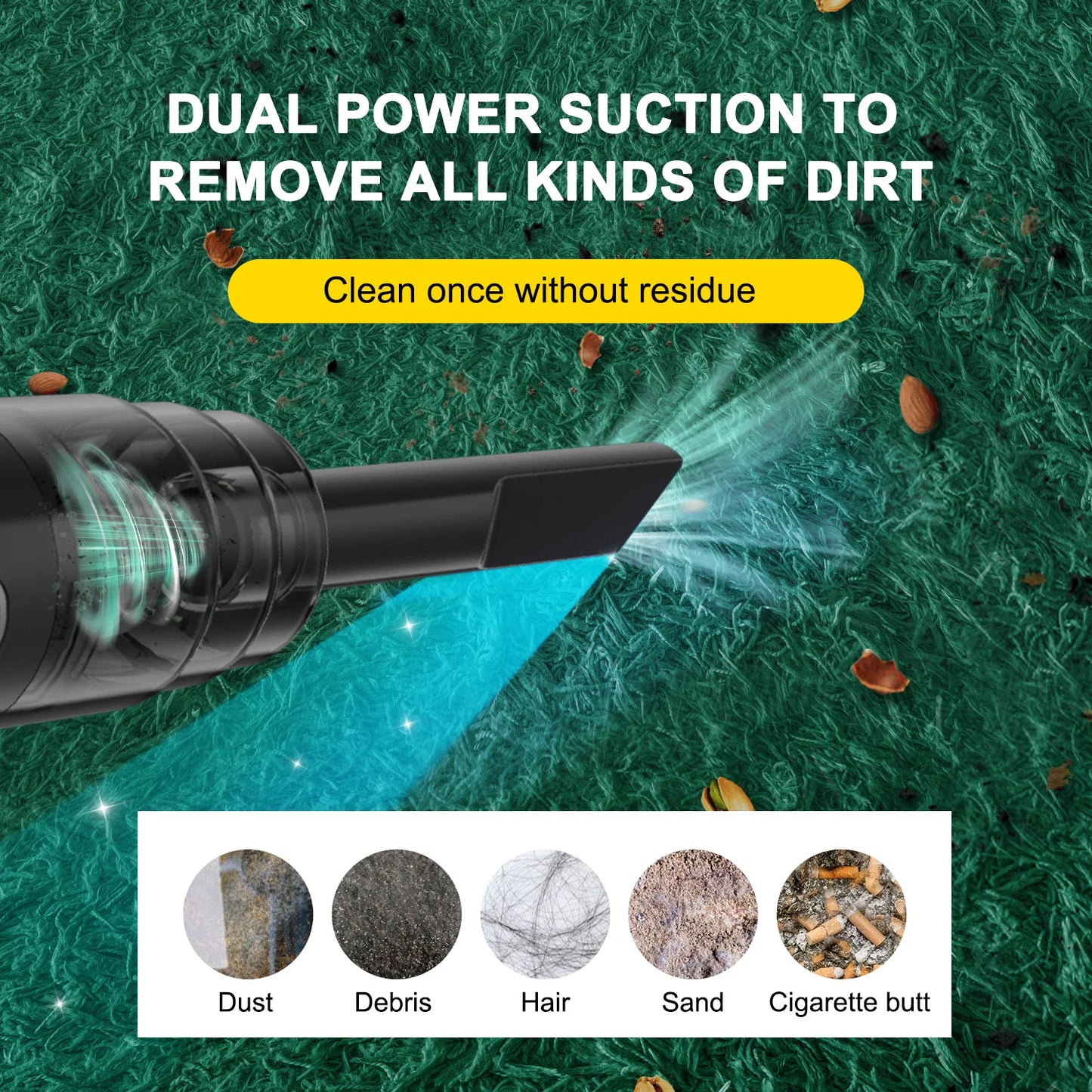 Portable R.E.D. Shopping wireless handheld vacuum cleaner with HEPA filter and 2000mAh battery for vehicle and home cleaning.