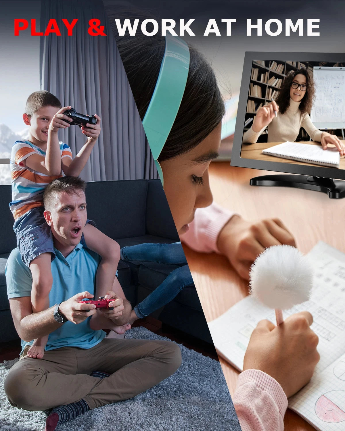 EYOYO 12" 2K QHD Monitor | 2560x1440 IPS | HDR400 | HDMI VGA | Built-in Speaker | Laptop PS4 Xbox
