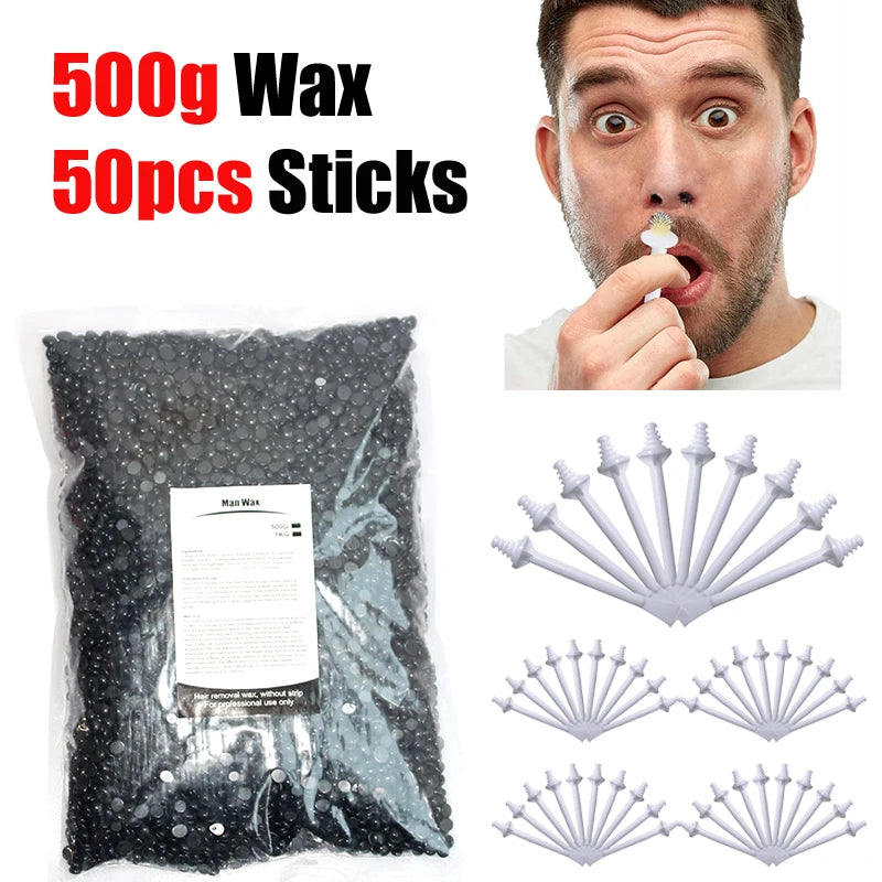 Hard wax beans for hair removal by R.E.D. Shopping, 500g, 200g, or 50g, professional waxing product in a container.
