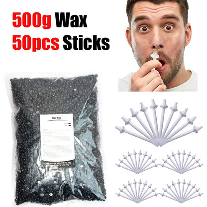 Hard wax beans for hair removal by R.E.D. Shopping, 500g, 200g, or 50g, professional waxing product in a container.