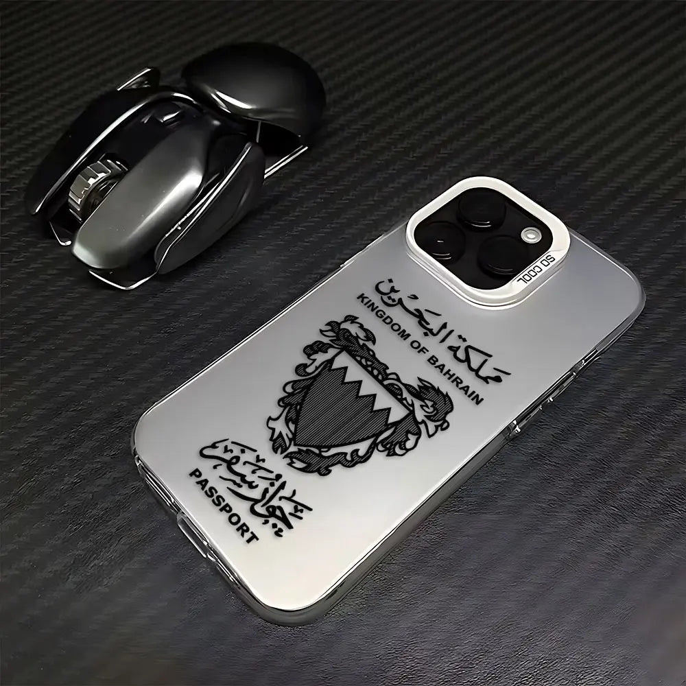 Bahrain Passport iPhone case by R.E.D. Shopping, matte anti-fall protective cover for mobile phones, with passport design.