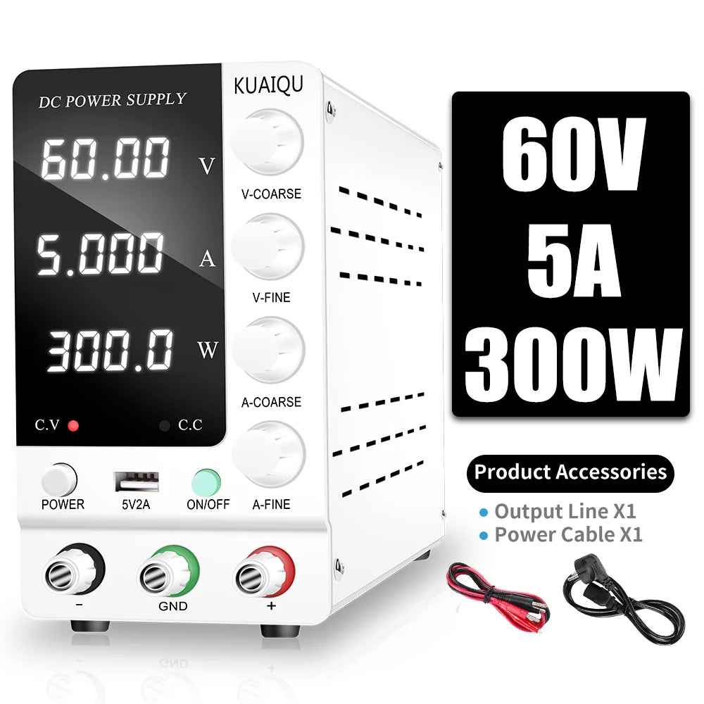 KUAIQU Adjustable DC Lab Bench Power Supply (30V–120V)