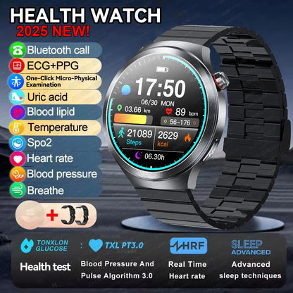 2025 Health Smart Watch – ECG+PPG, Blood Pressure, Blood Oxygen, Uric Acid, Bluetooth Call