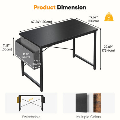 JHK 31–55" Adjustable Office & Gaming Desk – Metal Frame, Wood Tabletop & Storage Bag