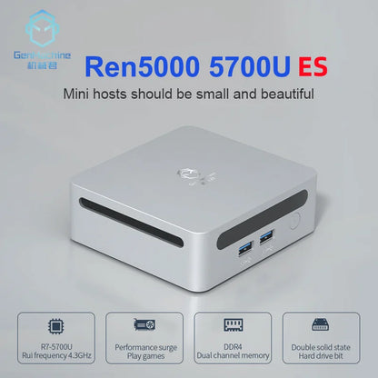 GenMachine Mini PC – AMD Ryzen 7 5700U / 4800H, DDR4 3200MHz, WiFi 6, BT 5.2, Windows 11